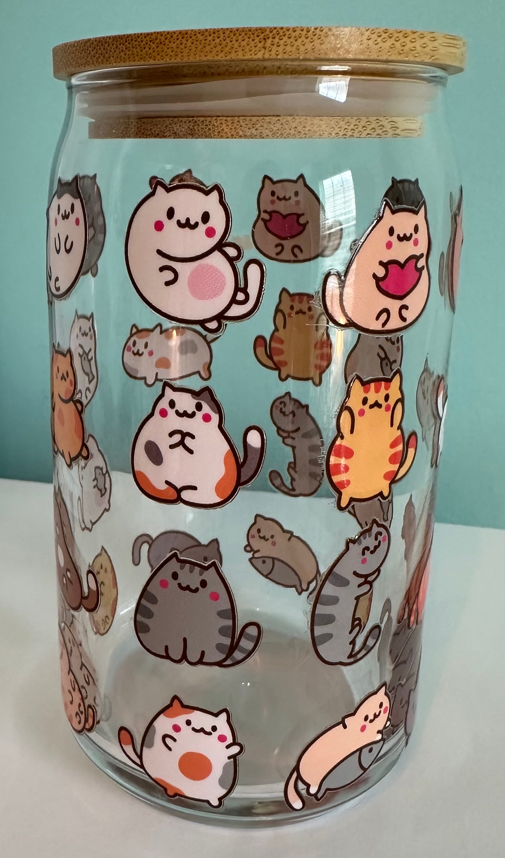 Cute Cozy Cats 16 oz Glass Mug