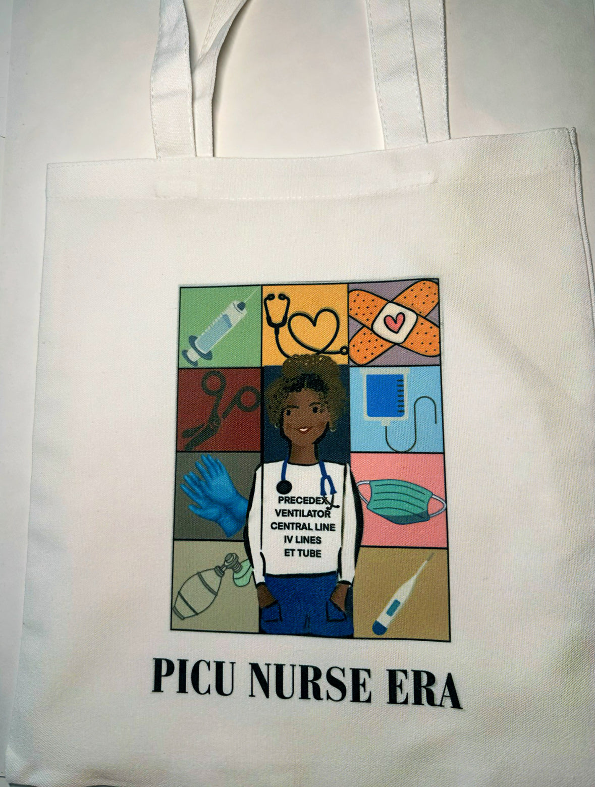 PICU NURSE ERA 13 x 14 inch Tote Bag